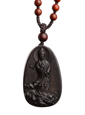 小叶紫檀观音吊坠项链挂件护身符