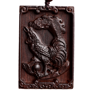 小叶紫檀木挂件十二生肖属鸡吊坠项链木头木质虎马狗猪兔羊蛇礼物