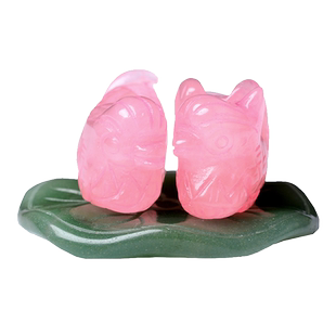 天然粉水晶鸳鸯摆件一对粉晶家居客厅卧室床头风水摆设礼物饰品