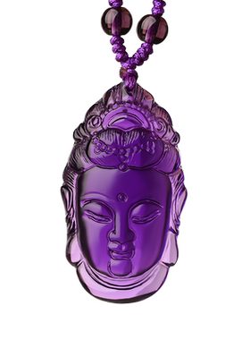 水晶观音吊坠项链紫色护身符