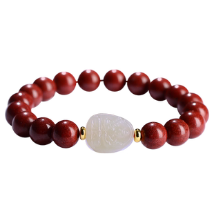 本命年十二生肖朱砂本命佛手链女和田玉虚空藏菩萨属牛虎手串男款