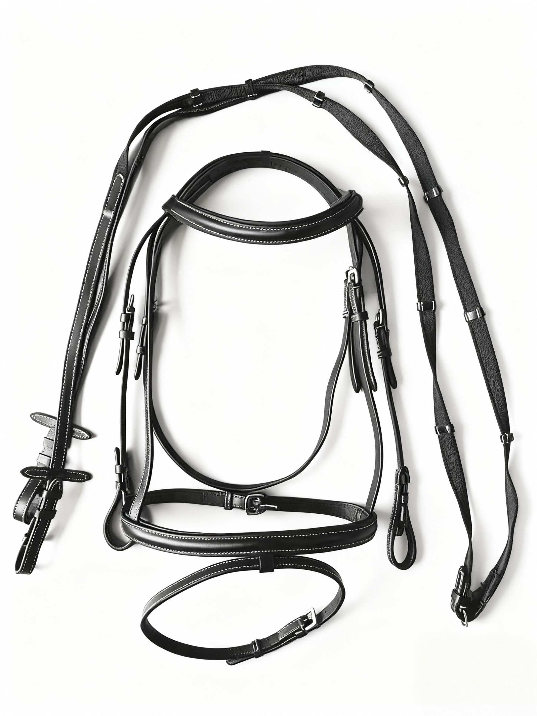 英式牛皮水勒缰一套不带衔铁