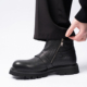 复古哑光马丁靴男真皮高帮皮靴秋冬季 英伦厚底增高拉链黑色短靴潮