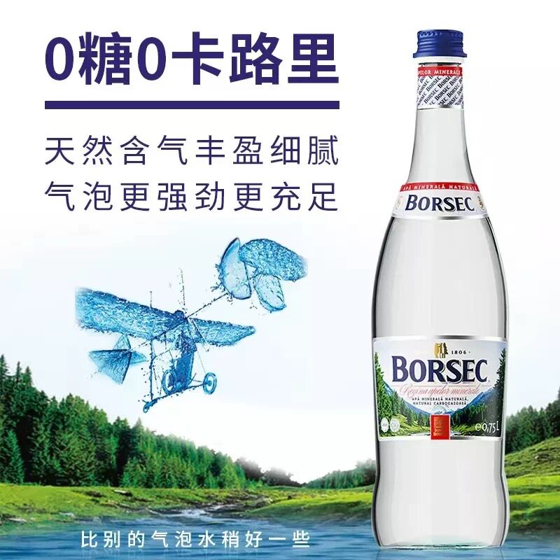罗马尼亚原装进口宝赛客BORSEC天然矿泉水解疲高端饮用水瓶装整箱