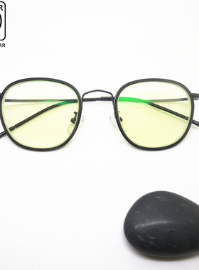 ANE 黄色抗蓝光功能眼镜 视力防控镜 经典复古圆框 光学眼镜架