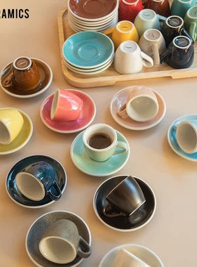 爱陶乐官方[鸡蛋型]80ml工匠色浓缩咖啡特厚硬瓷杯碟Loveramics