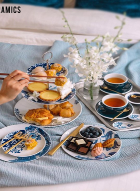 爱陶乐官方[青花恋]酒店米其林用瓷碗盘碟烤箱简约摆盘Loveramics