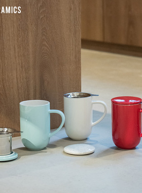 爱陶乐官方[茶语]办公室茶杯盖连不锈钢茶隔品茗水杯Loveramics