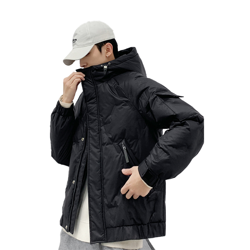 DEBRAND【加厚连帽羽绒服】冬季时尚男式保暖防风拉链长袖外套男