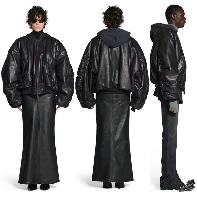 thumbnail for Winter new fleece and cotton men's leather leather jacket jacket 100% top leather sheep leather hood