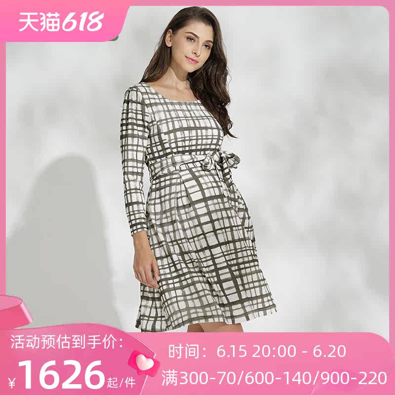 sweetmommy日本制孕妇连衣裙哺乳外出装长袖秋冬条纹显瘦潮妈集货