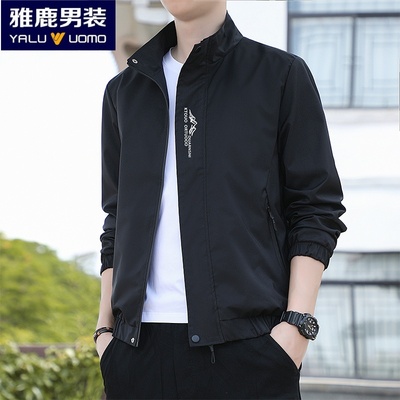 雅鹿男装2025秋季新款立领多口袋冲锋衣潮牌工装宽松夹克春秋外套