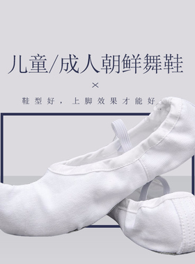 朝鲜舞鞋韩国传统勾勾鞋白色古典舞蹈鞋室内练功鞋儿童成人帆布