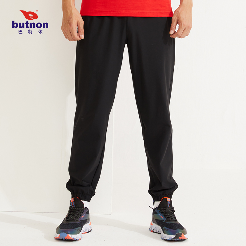 运动裤butnon弹力梭织束脚男