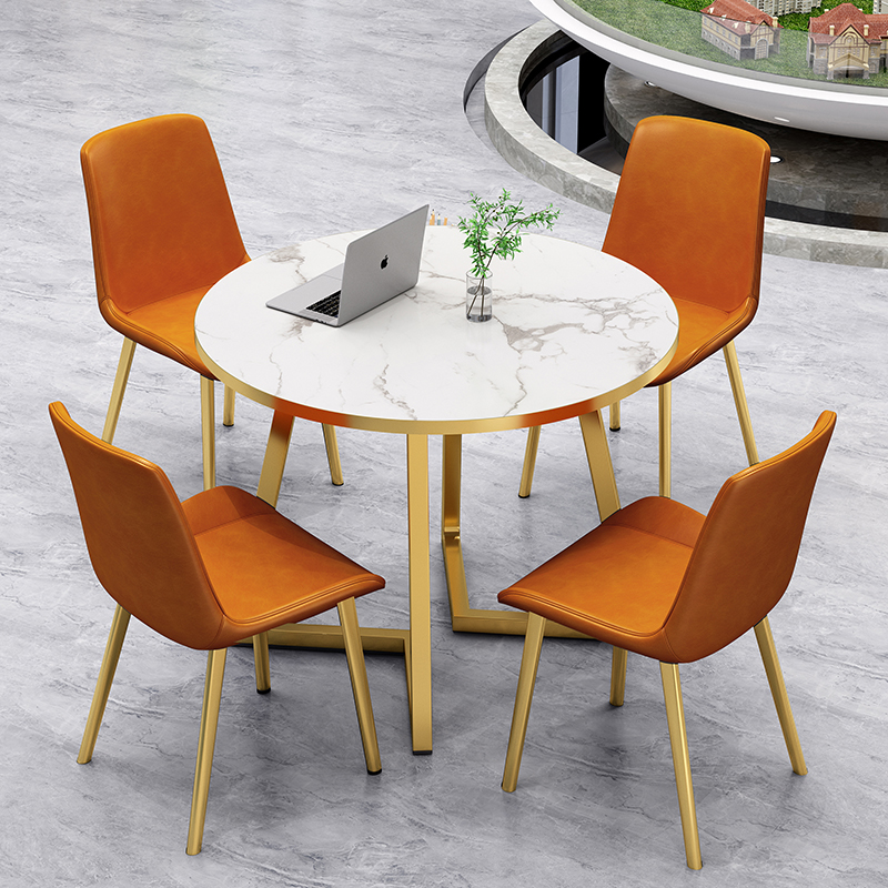 网红轻奢接待桌椅组合售楼处洽谈会客小圆桌简约办公会议桌4人餐