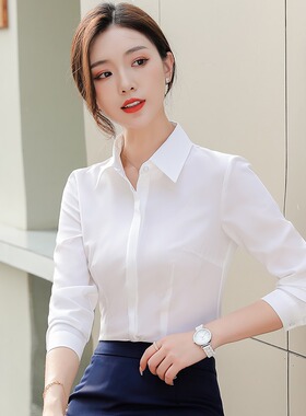 白色雪纺衬衫女秋款长袖2025新款上衣洋气通勤职业工作服衬衣套装