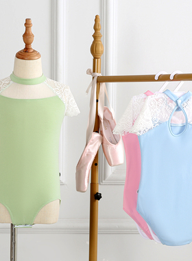 舞蹈服儿童体操服女童练功服蕾丝芭蕾舞专业艺考形体服抹茶绿