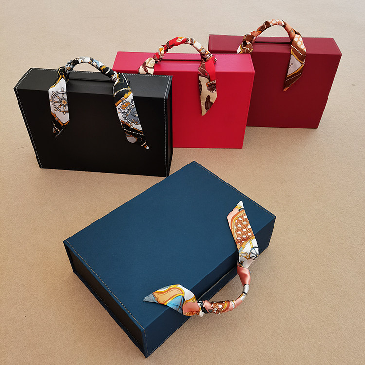 红酒皮盒包装礼盒红色黑色高档空酒盒子蓝色双支装葡萄酒箱礼品盒