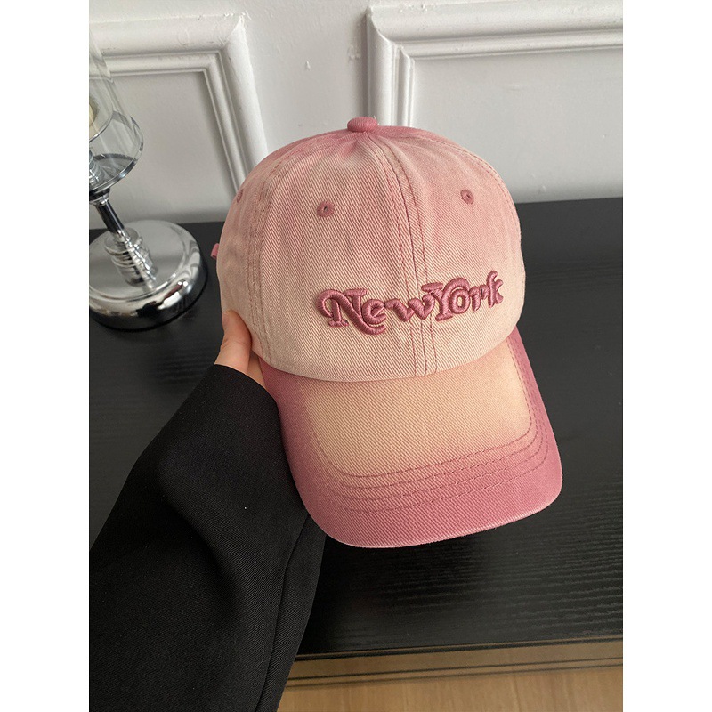 美式渐变色字母棒球帽女2025年春新款大帽檐百搭加大加深鸭舌帽子