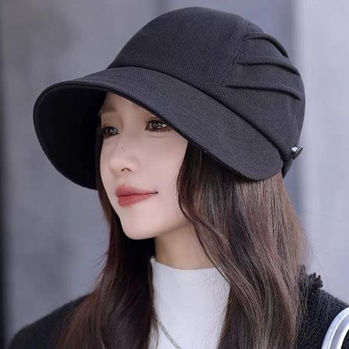 秋冬百搭渔夫帽子女赵露思同款显脸小鸭舌帽出游简约时尚可挂口罩