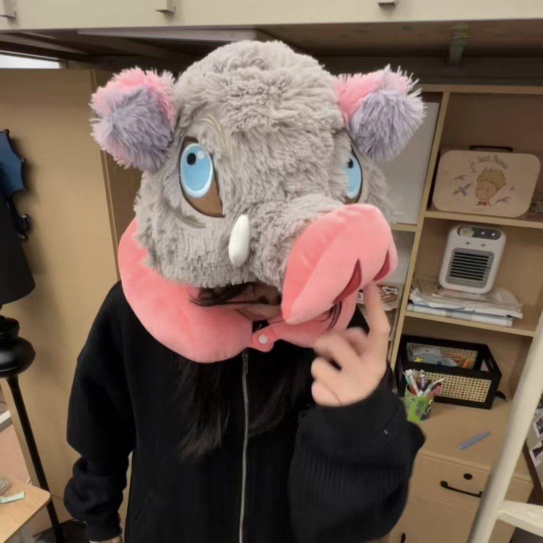 鬼灭之刃嘴平伊之助连帽U型枕可