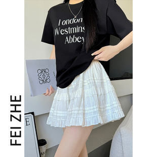 法式 显瘦百搭短裙甜美芭蕾风a字半身裙 点点蕾丝蛋糕裙女夏季 新款