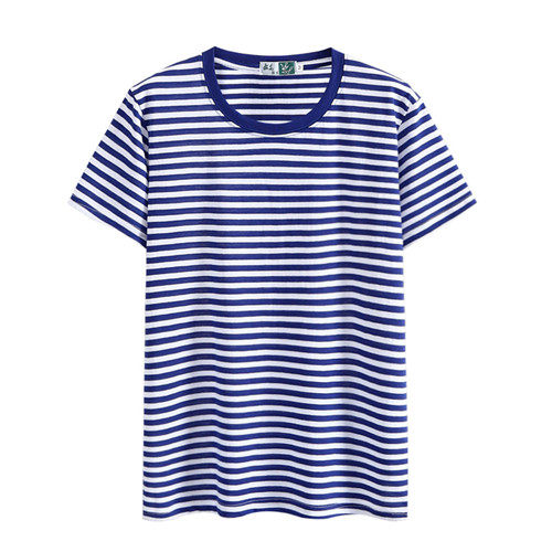 定制海魂衫短袖男梅花蓝白条纹聚会水手服校服班服海军衫半袖T恤