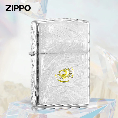 Zippo经典之宝打火机 咬边繁花秋水含睛正品煤油打火机收藏送礼