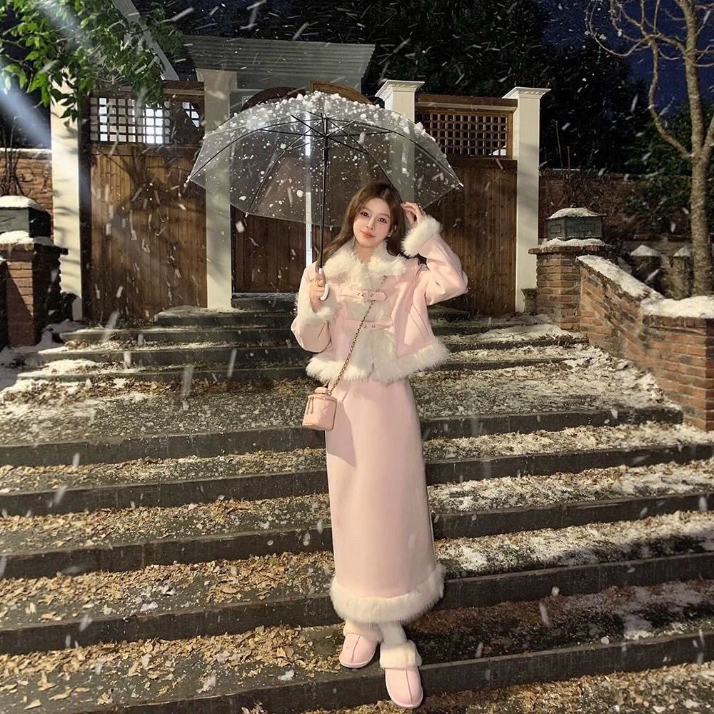 韩剧小香富家千金高级感温柔系穿搭学院风两件套装长裙子女秋冬季