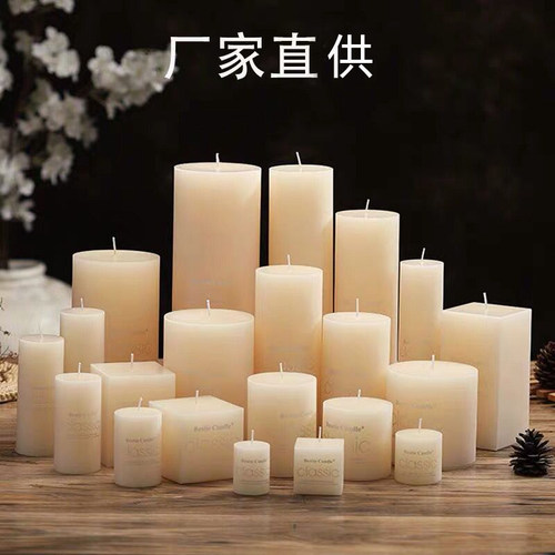 包邮欧式经典象牙白圆柱蜡烛西餐厅婚礼无烟无味生日婚礼大蜡烛