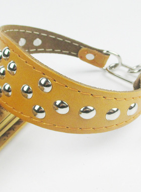 灵缇项圈一拉紧格力细狗猎兔犬马犬加厚加按钉加固牛皮惠比特脖套