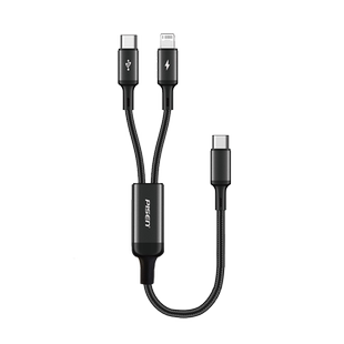 品胜短款数据线typec二合一适用苹果vivo华为oppo小米安卓手机充电线一拖二充电宝C口用汽车tpyec接口双头