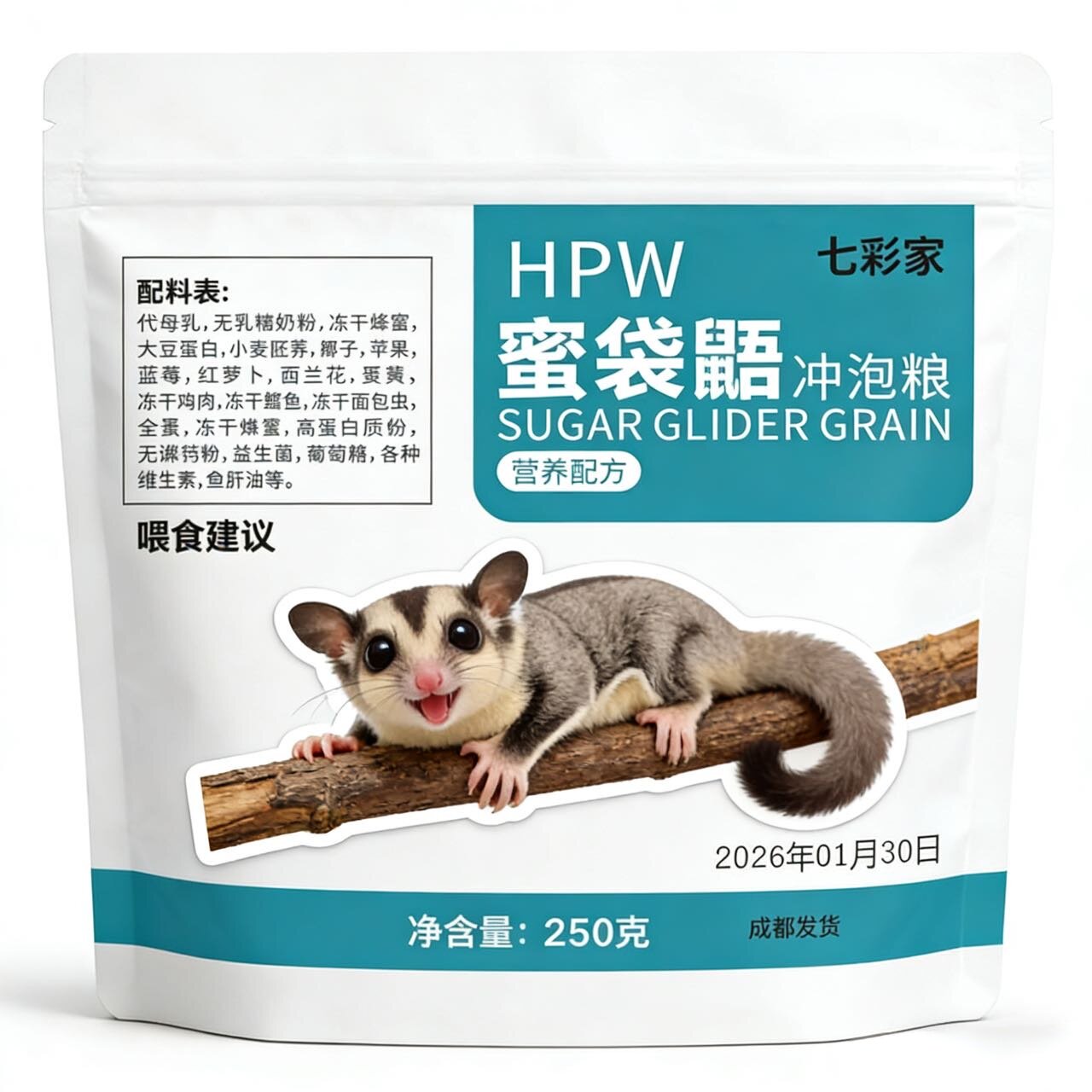 蜜袋鼯增肥专用粮冲泡奶粉长肉HPW全段成年营养主食零食0到3个月