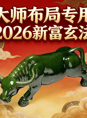 新中式陶瓷绿色生肖牛摆件