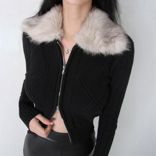 Faux Zip Fur Collar Jacket Spread 2026秋冬毛毛翻领拉链外套