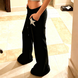 Flare Rise Drawstring Wide Pants 低腰微喇抽绳阔腿裤 Leg Low