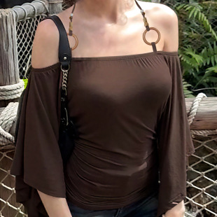 Off Shoulder Bead 夏季 Batwing T恤 Halter Tee 一字肩挂脖蝙蝠袖