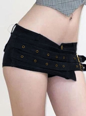 日字扣低腰修身热裤 Buckle Asymmetric Low Rise Slim Hot Pants