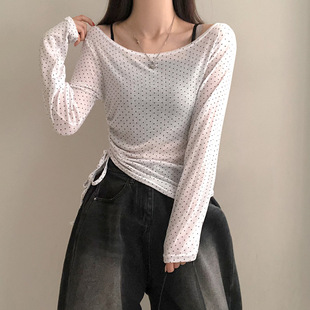 Dot Drawstring Round 波点抽绳圆领长袖 Long Polka Neck Tee T恤