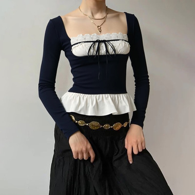 欧美女装辣妹芭蕾风长袖T恤秋季