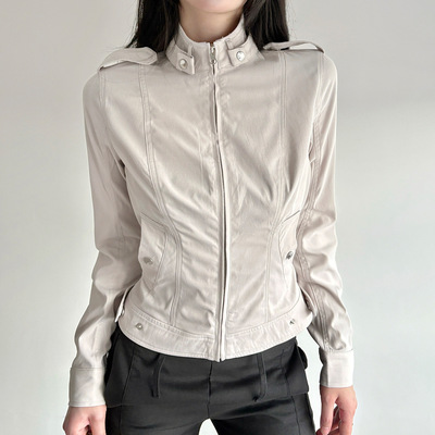 跨境欧美新款时尚辣妹立领短外套