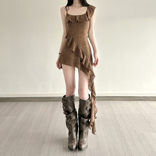 Asymmetric 格纹拼接蕾丝半身裙 Lace Patchwork Skirt Plaid