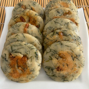 安徽安庆太湖特产新鲜现做小蒜粑农产品野葱野蒜咸味腊肉10个/袋