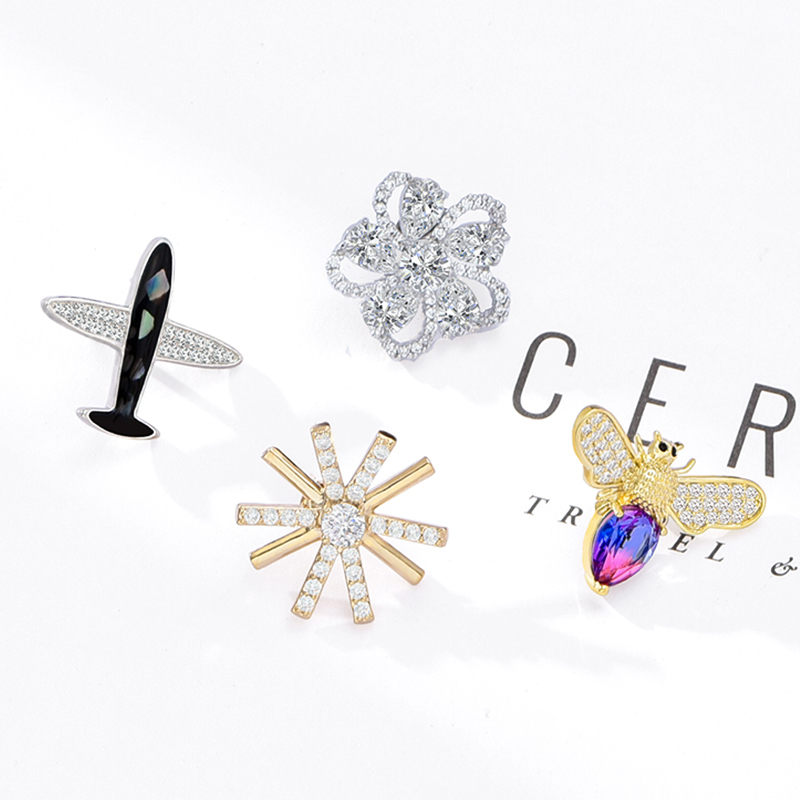 洛彩日韩可爱小别针创意防走光扣开衫领口别针简约胸针配饰打结扣