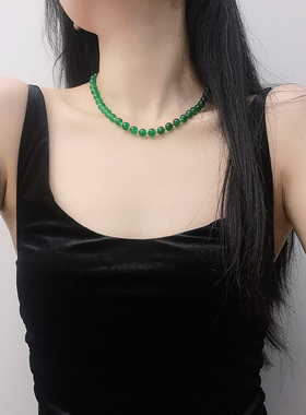 新中式国风绿色串珠项链