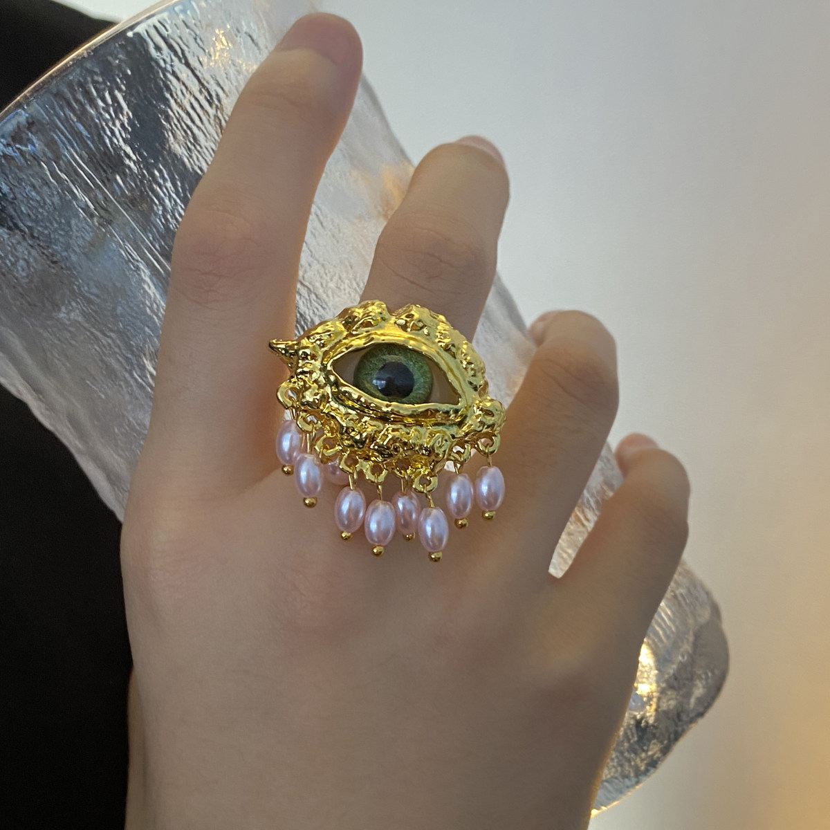 女金属复古恶魔眼流苏戒指指环