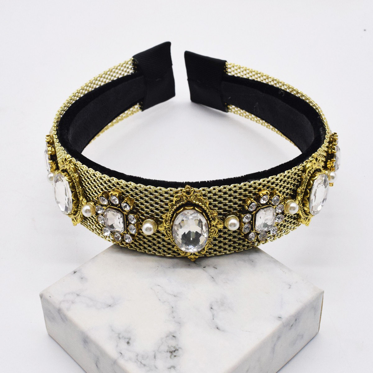 欧美古董奢华复古气质发箍巴洛克头饰镶大钻夸张头箍个性宽边发饰