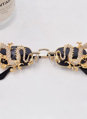 欧美个性镶钻蛇形墨镜女潮