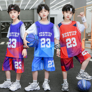 夏季 23号球衣速干薄款 运动训练服学生队服 男童短袖 儿童篮球服套装