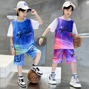 23号球衣短袖 薄款 运动服训练服两件套 男童速干夏季 儿童篮球服套装